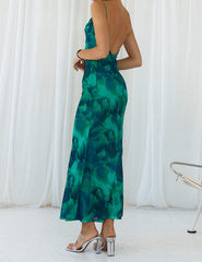 Calista Green Bloom Cowl Neck Slip Maxi Dress Newgew Dresses