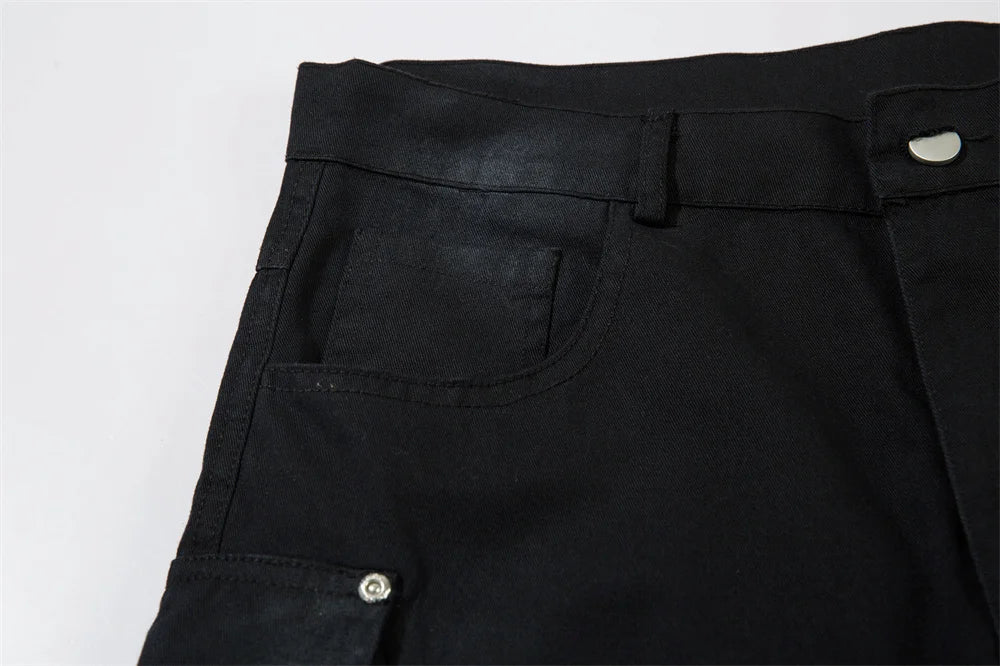 Washed Black Wide Leg Cargo Pants Newgew