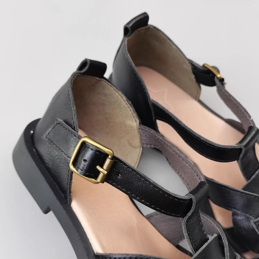 Wide Toe Leather Woven Sandals Newgew Shoes