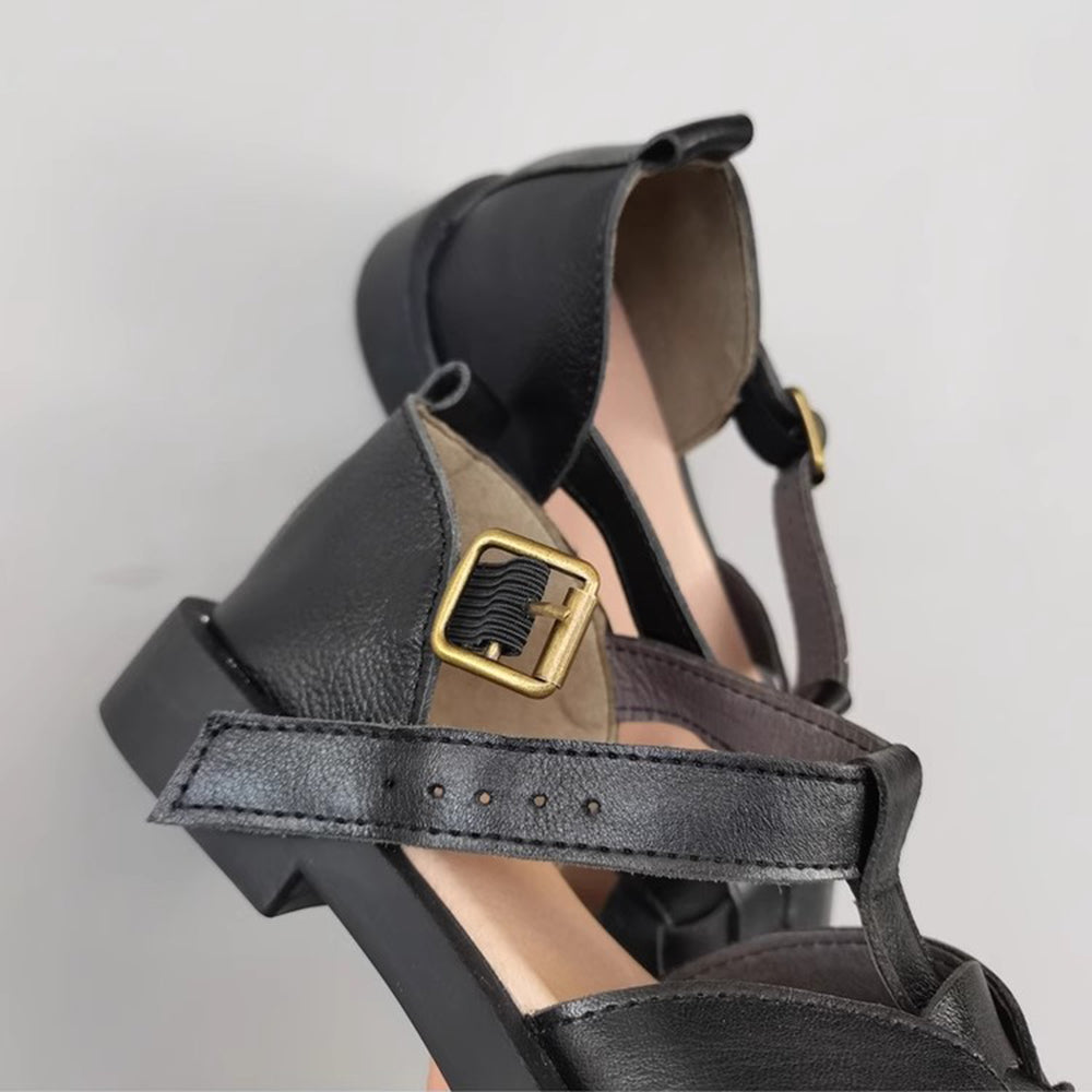 Wide Toe Leather Woven Sandals Newgew Shoes