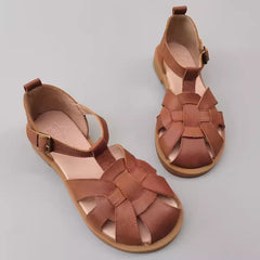 Wide Toe Leather Woven Sandals Newgew Shoes