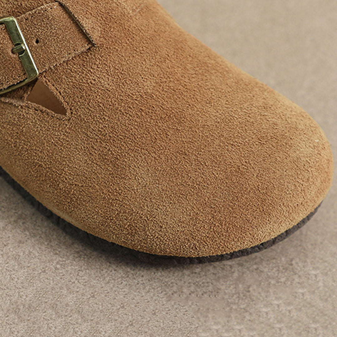 Women Closed Toe Soft Suede Sliders With Buckle Accents Newgew Shoes