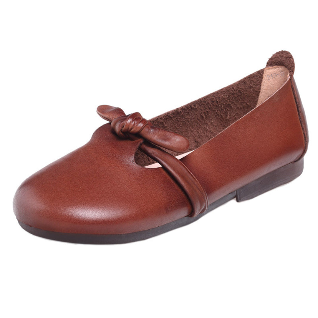 Women Retro Knots Leather Flats Newgew Shoes