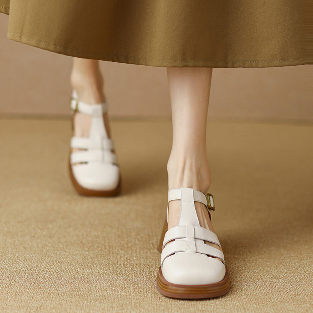 Women Rome Leather Summer High Heel Sandals Newgew Shoes