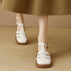 Women Rome Leather Summer High Heel Sandals Newgew Shoes