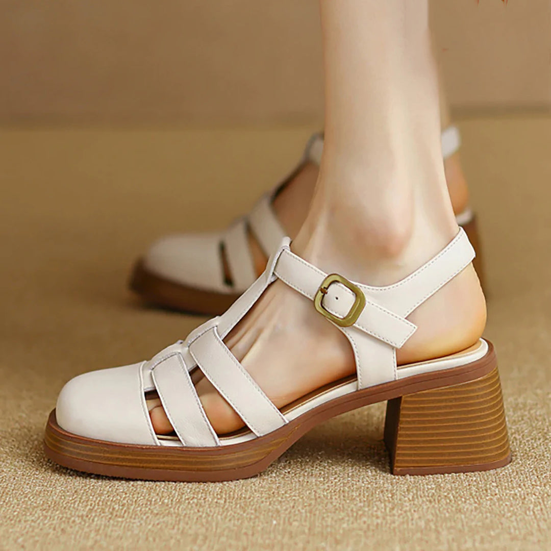 Women Rome Leather Summer High Heel Sandals Newgew Shoes