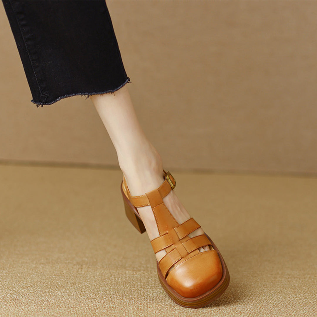 Women Rome Leather Summer High Heel Sandals Newgew Shoes
