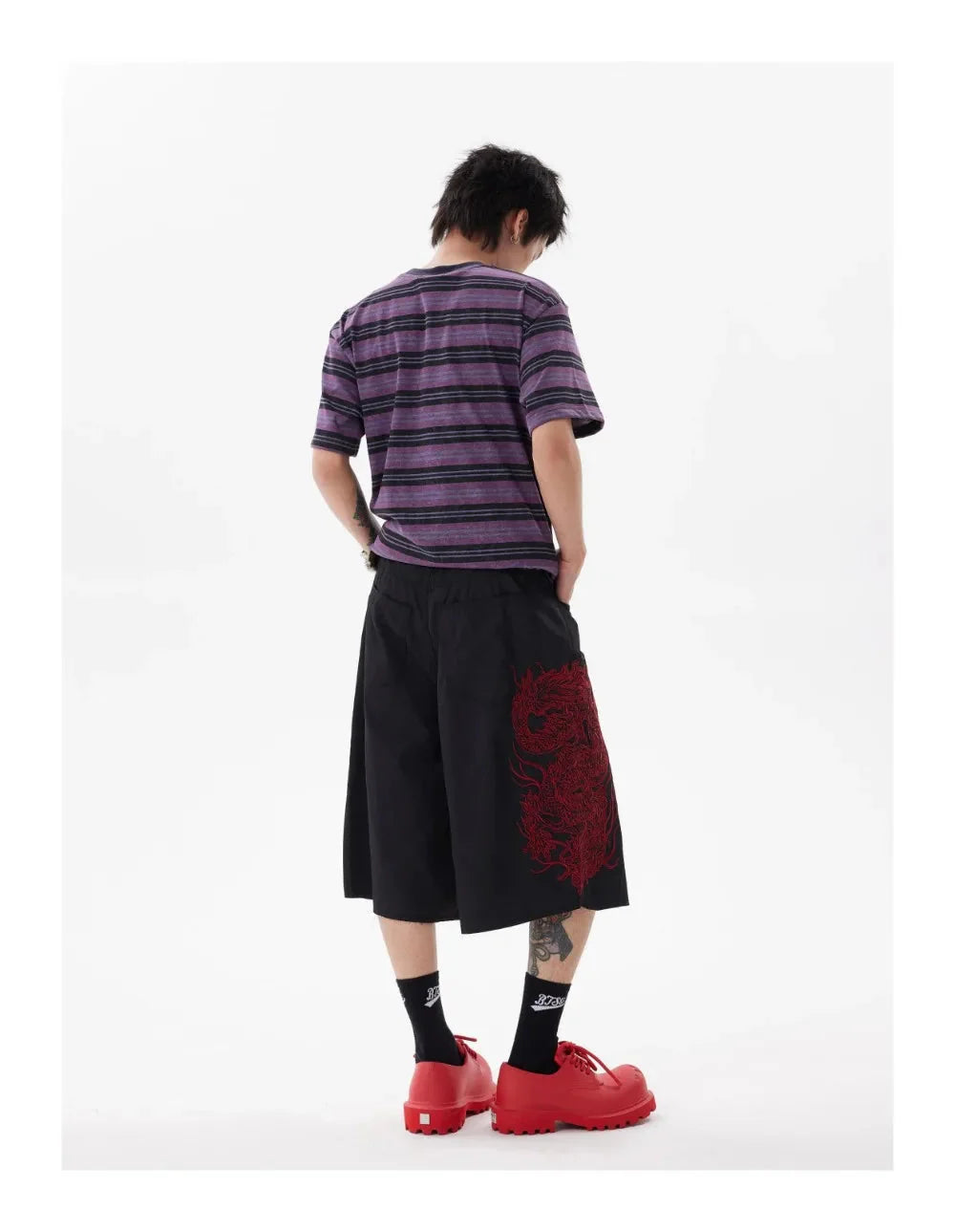 Y2K Embroidered Dragon Shorts Newgew