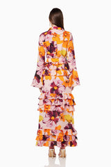 Floral Print Shirt Ruffle Cake Maxi Dress Newgew Dresses