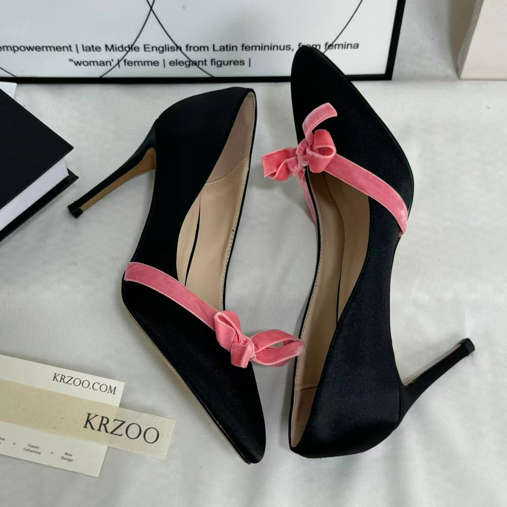 Bow-Knot Low-Cut High Heels PinTow