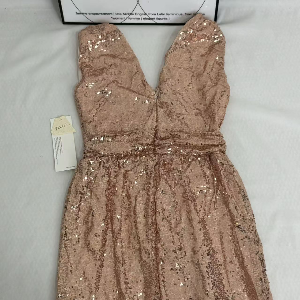 Sequined V-Neck Sleeveless Midi Dress PinTow