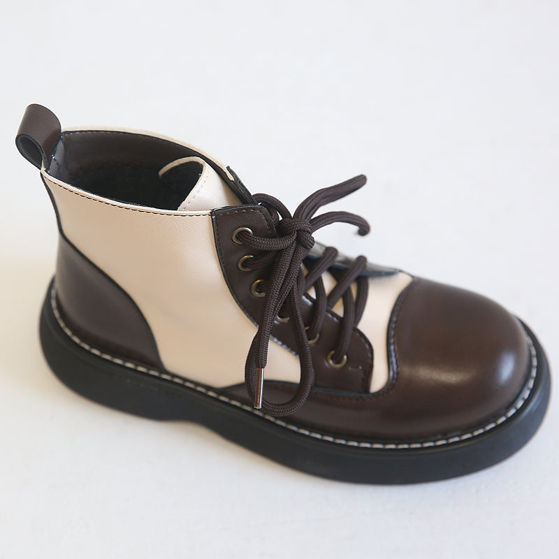 Women Retro Color Matching Patchwork Boots Newgew Shoes
