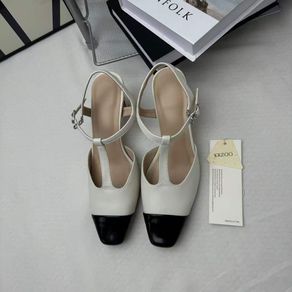 Retro Color-Block Open-Toe Sandals PinTow