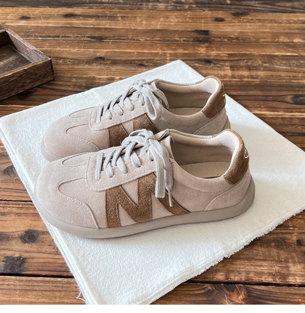 Women Retro Suede Leather Soft Flat Casual Training Shoes Newgew Shoes