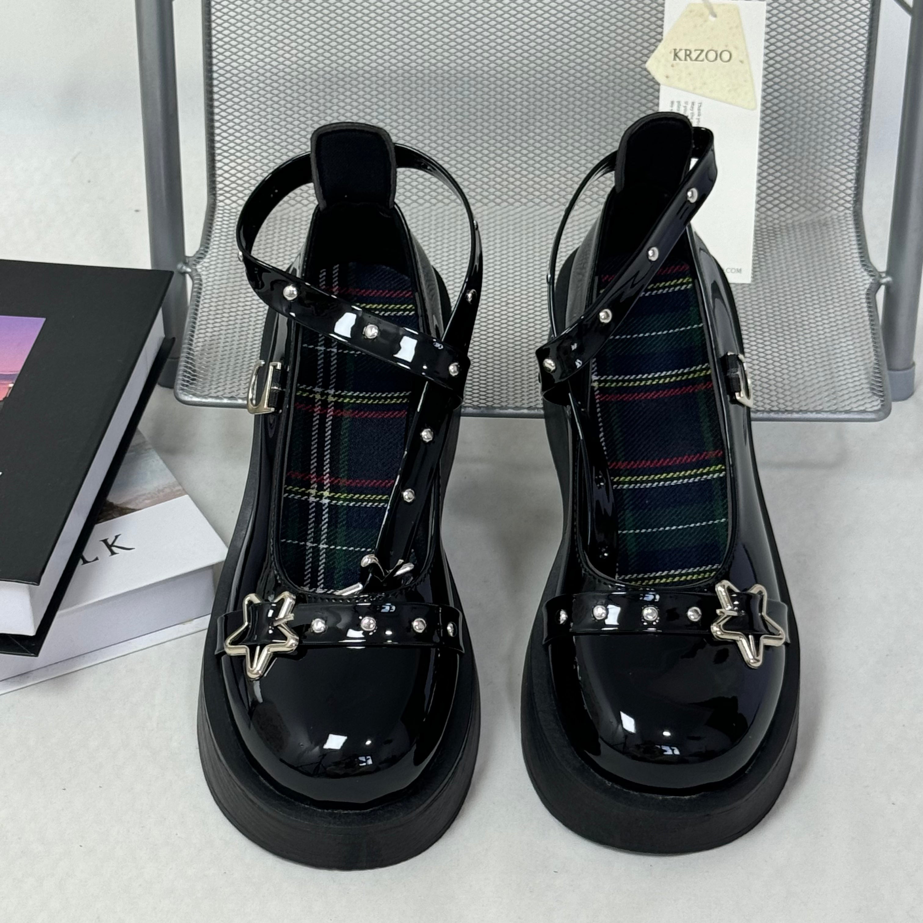 Retro Small Leather Shoes With Thick Soles PinTow