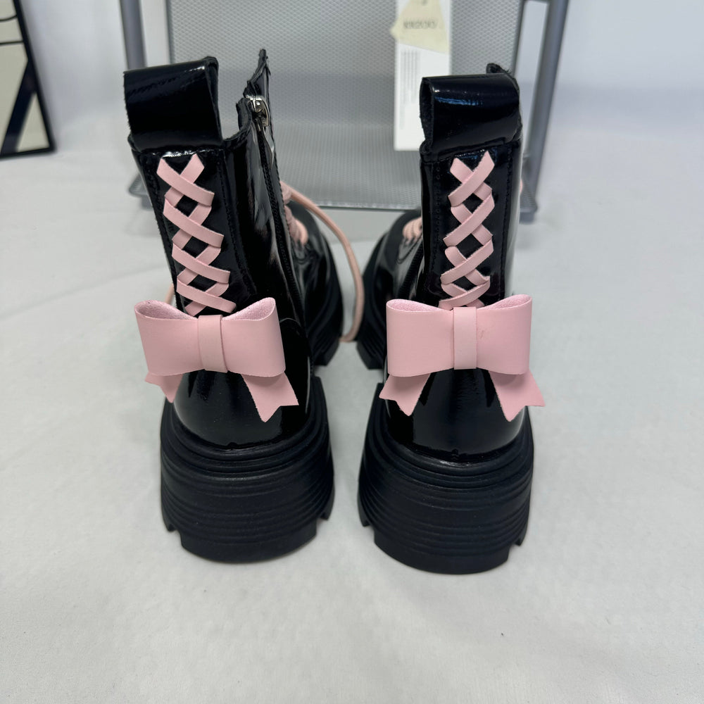 Pink Bow Leather Boots PinTow