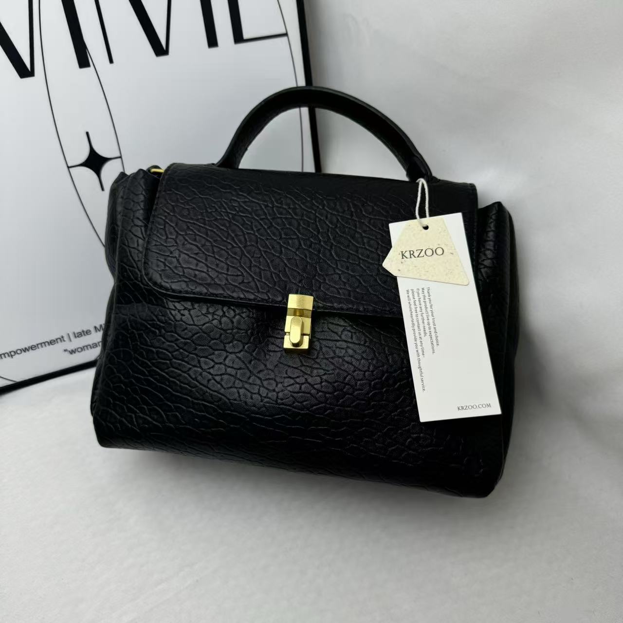 Large Black Leather Tote Bag PinTow