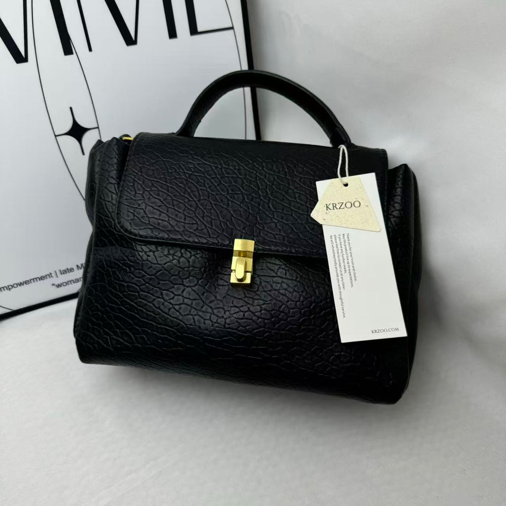 Large Black Leather Tote Bag PinTow