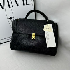 Large Black Leather Tote Bag PinTow