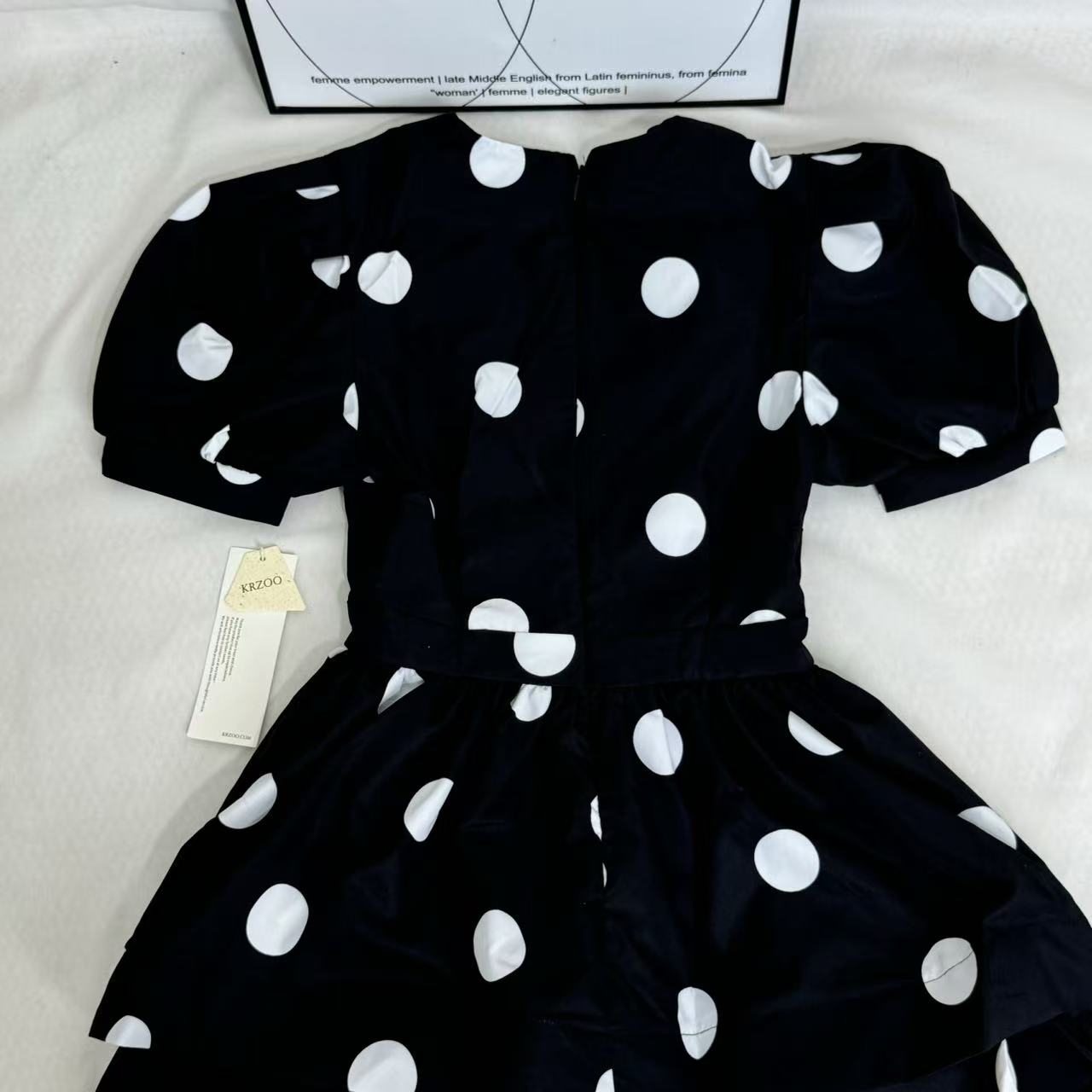 Printed Deep-V Polka-Dot A-Line Dress PinTow