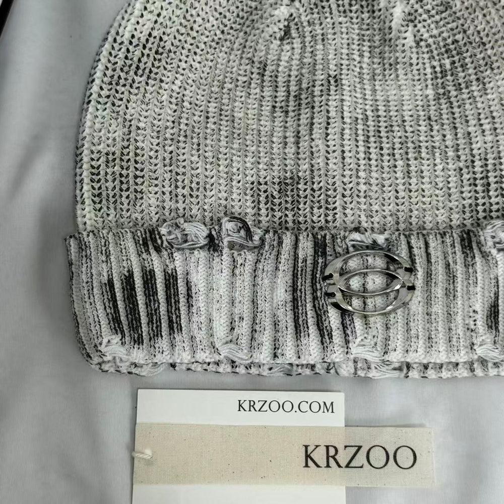 Distressed Ripped Knit Hat PinTow