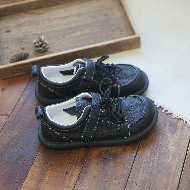 Women Soft Cowhide Retro Velcro Casual Shoes Newgew Shoes