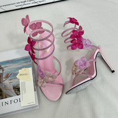 Square-Toe Crystal High Heels With Block Heels PinTow
