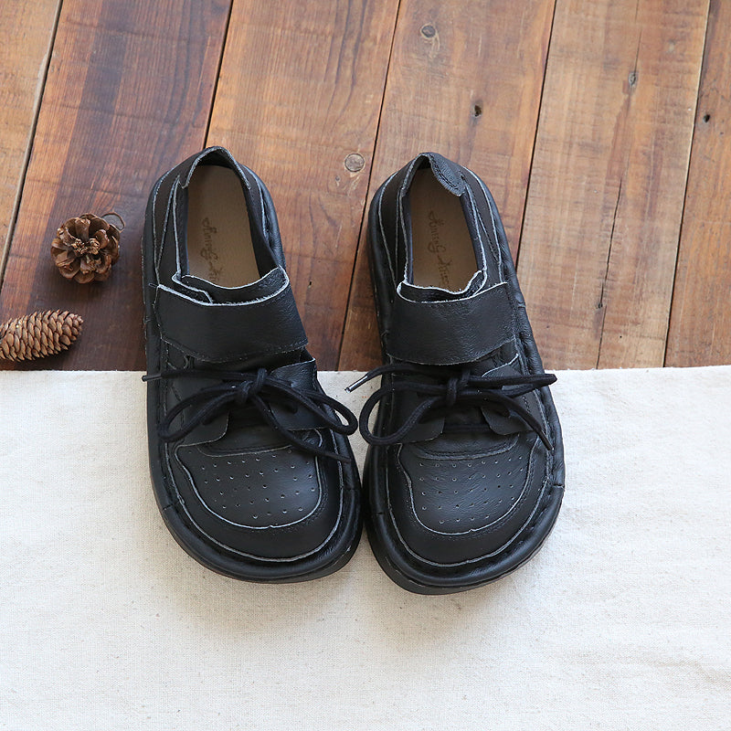 Women Retro Leather Thick Soled Comfort Shoes Newgew Shoes