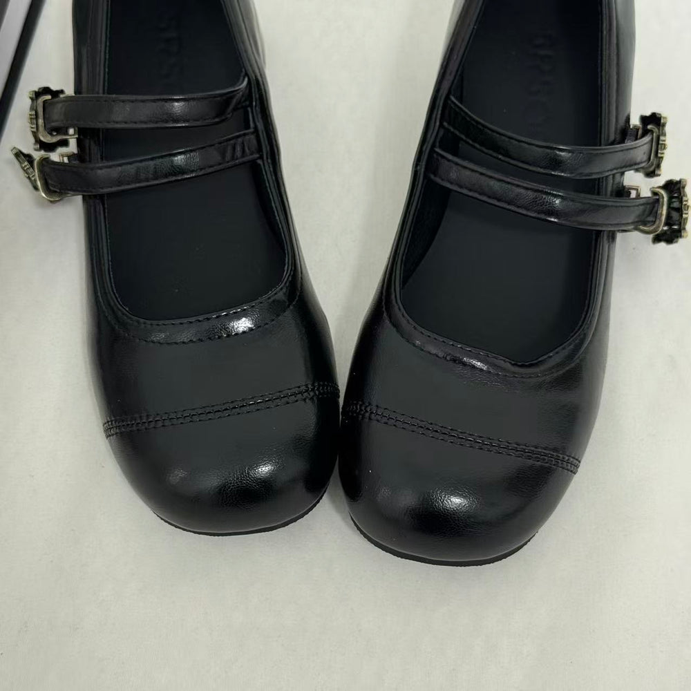 Retro-Style Color-Block Low-Cut Mary Janes PinTow