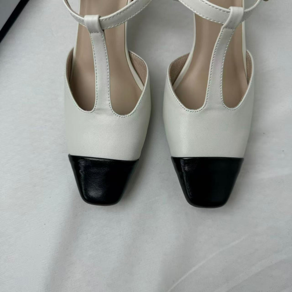 Retro Color-Block Open-Toe Sandals PinTow