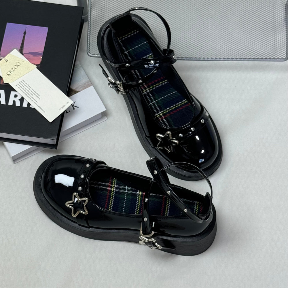 Retro Small Leather Shoes With Thick Soles PinTow