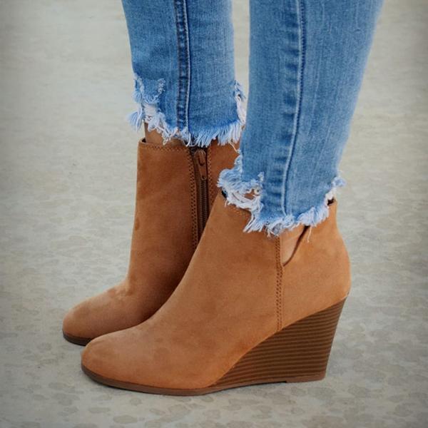 Side Slit Wedge Booties NewGew