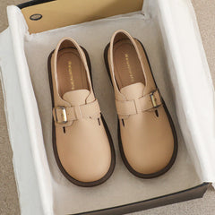 Women Retro Soft Leather Flat Casual Shoes Newgew Shoes