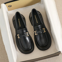 Women Retro Casual Soft Leather Thick Soled Loafers Newgew Shoes