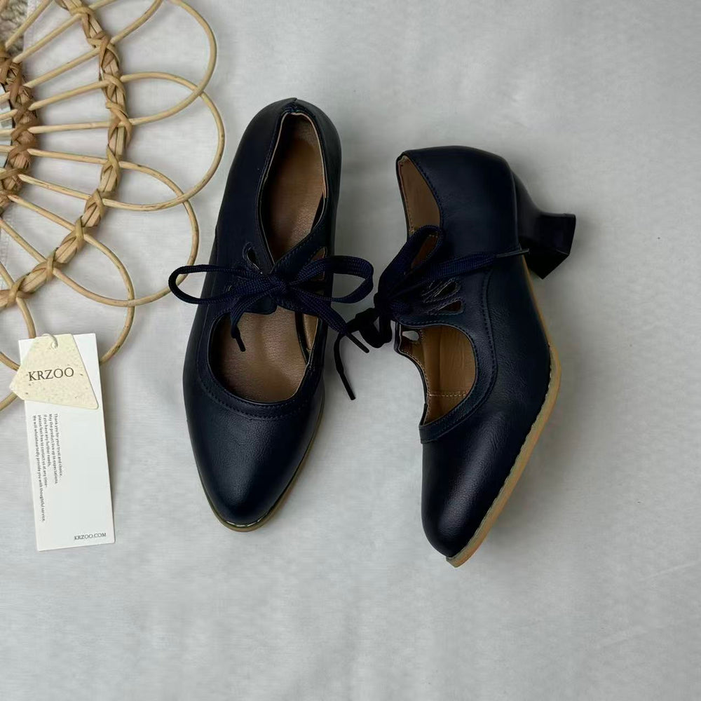 Cut-Out Lace-Up High-Heeled Casual Shoes PinTow