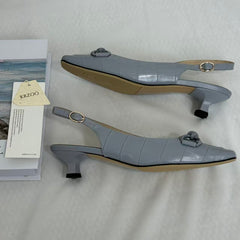 French-Style Square-Toe Block-Heel Slingbacks PinTow