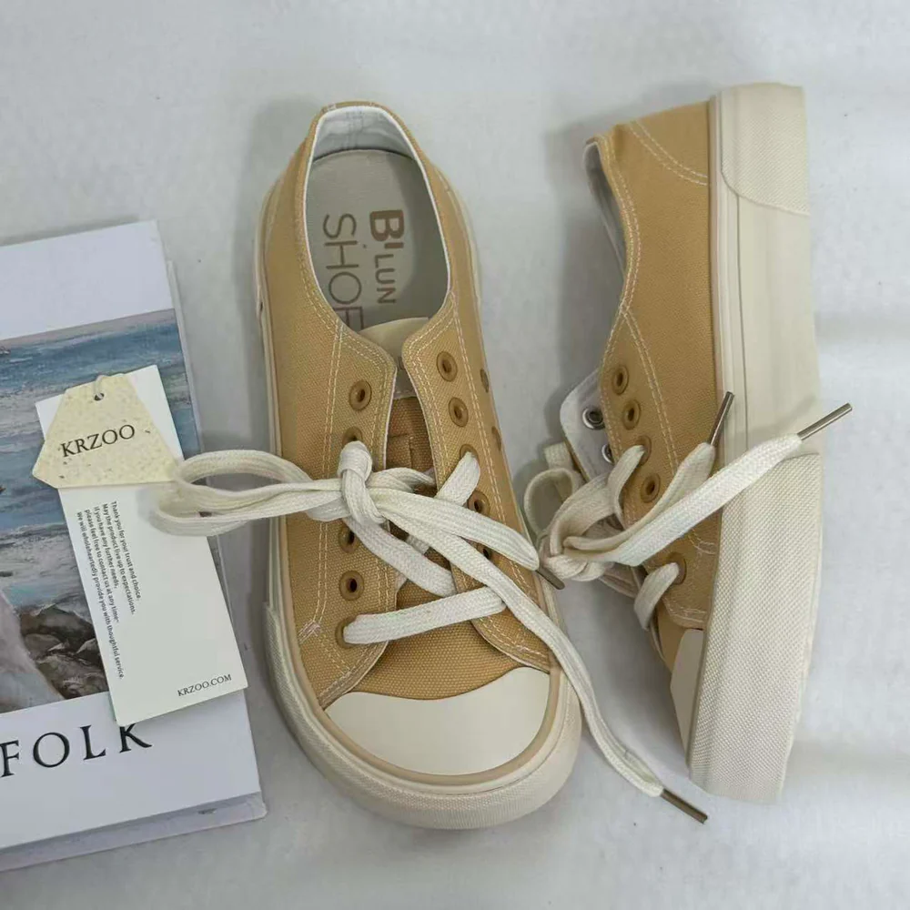 Versatile Round-Toe Platform Sneakers PinTow