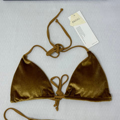 Gold Velvet Three-Piece Split Bikini PinTow