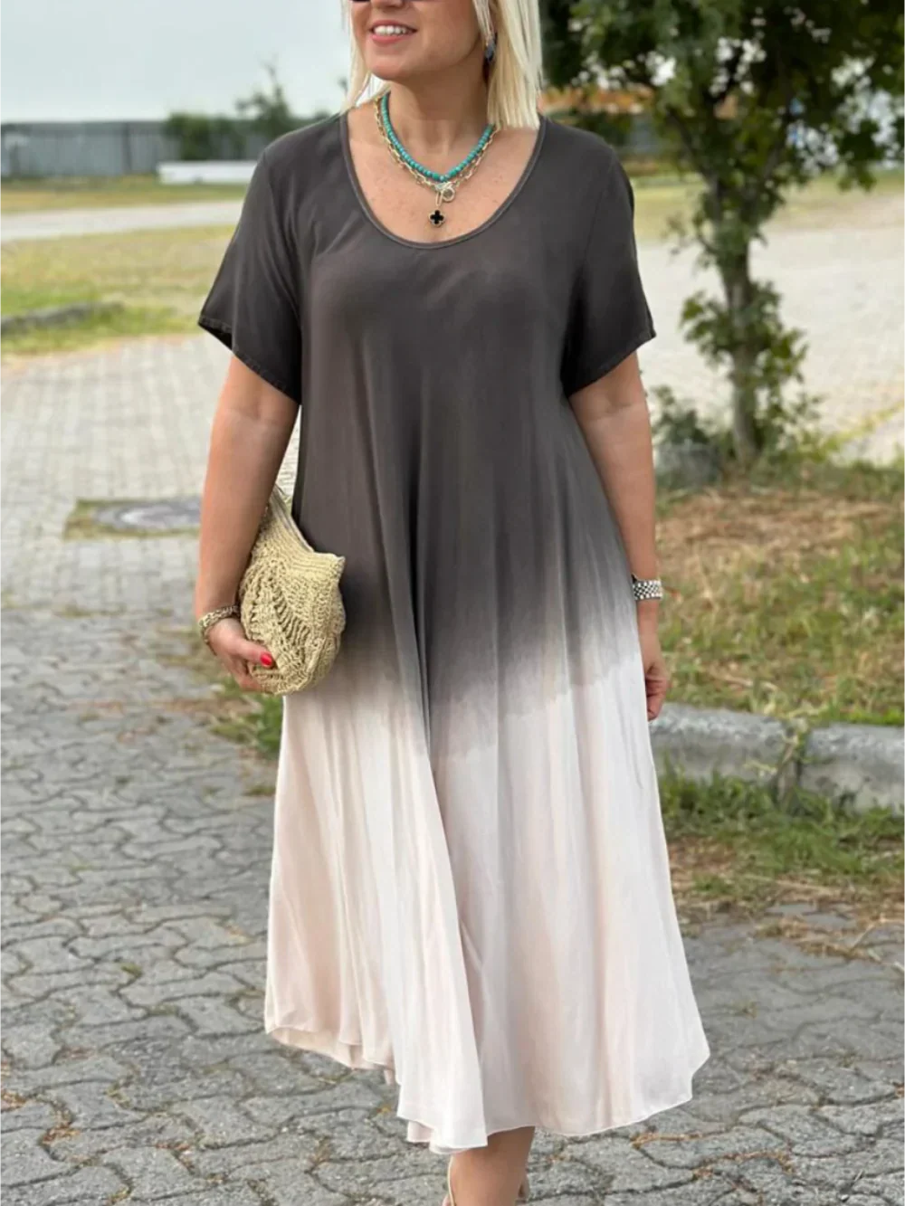 Tie Dye Gradient Flare Dress Newgew Dresses