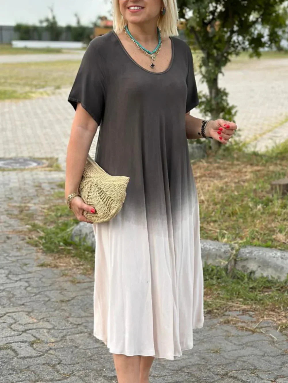 Tie Dye Gradient Flare Dress Newgew Dresses