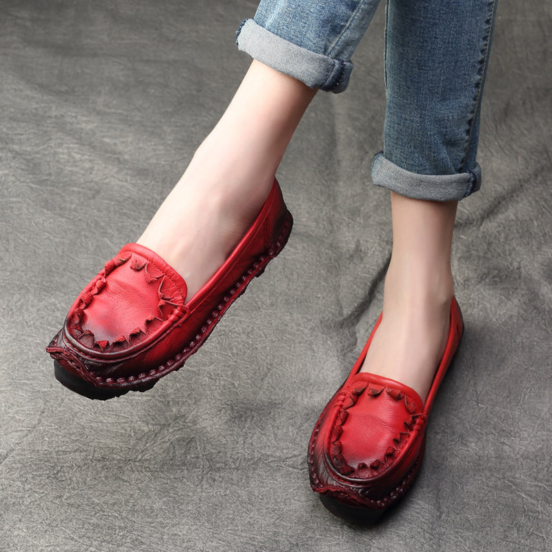 Women Cowhide Handmade Soft Casual Shoes Newgew Shoes