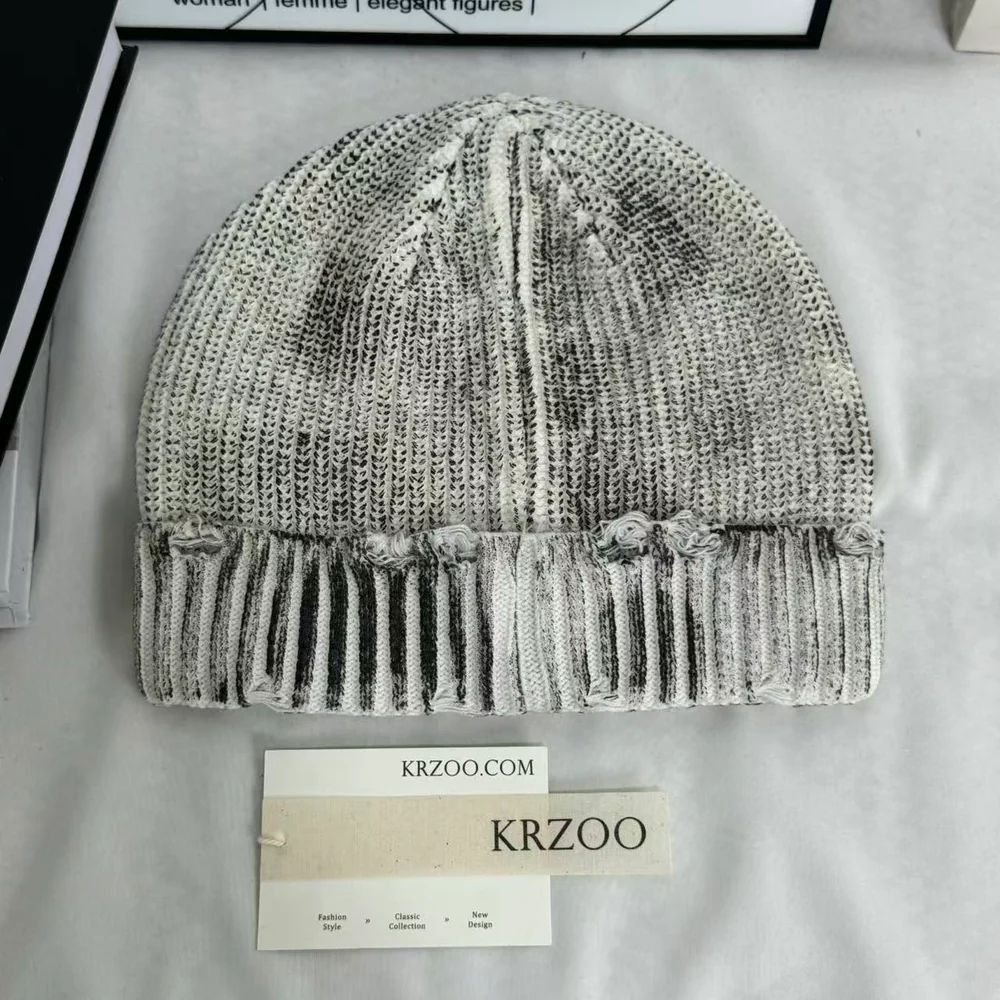 Distressed Ripped Knit Hat PinTow