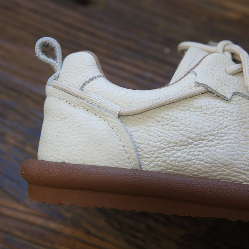 Women Retro Cowhide Patchwork Soft Casual Shoes Newgew Shoes