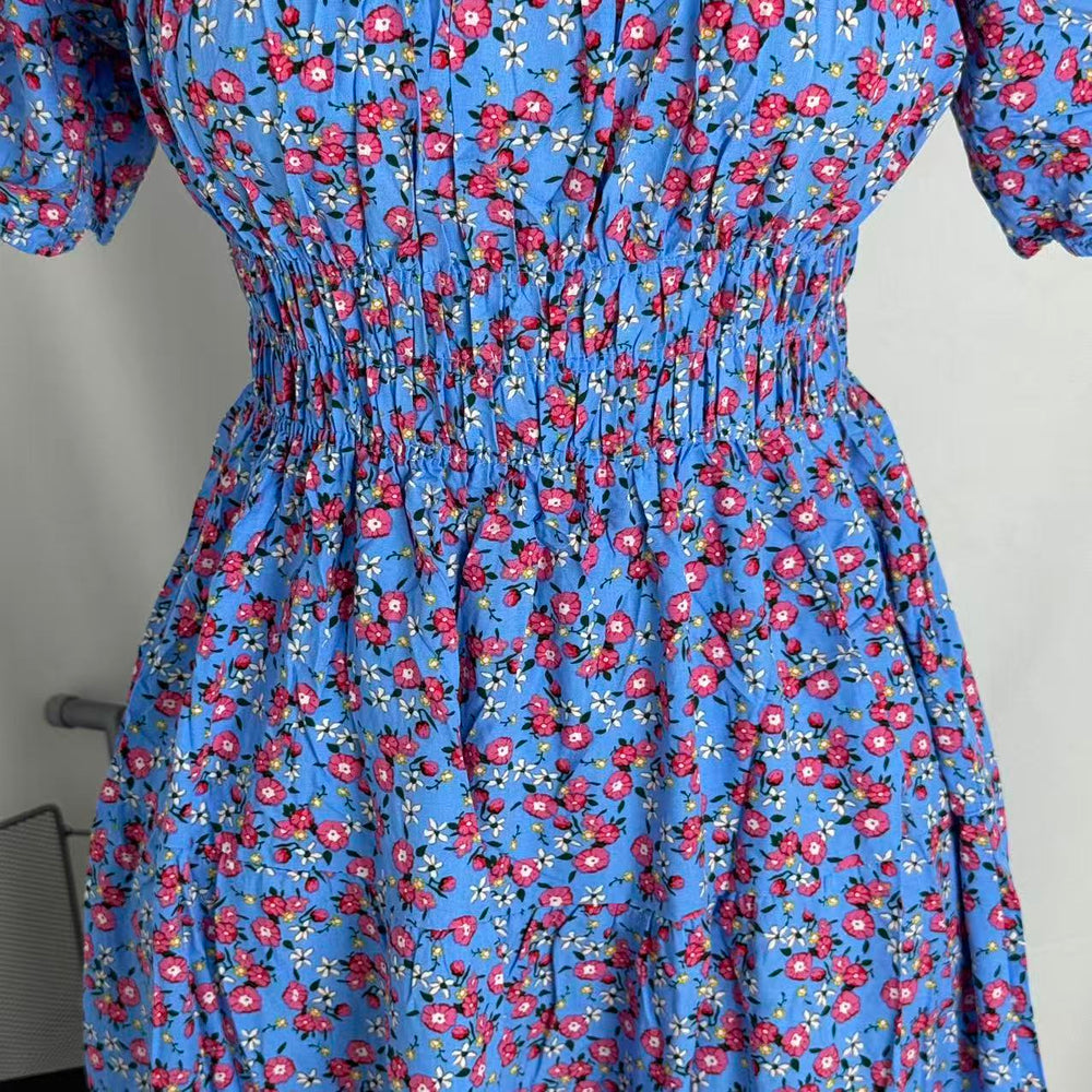 Floral Print Fitted Waist Long Dress PinTow