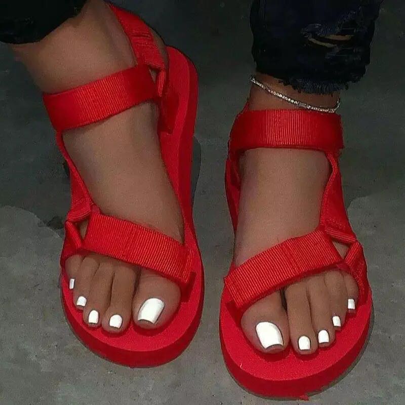 Fashion Casual Patchwork Solid Color Comfortable Flat Sandals NewGew