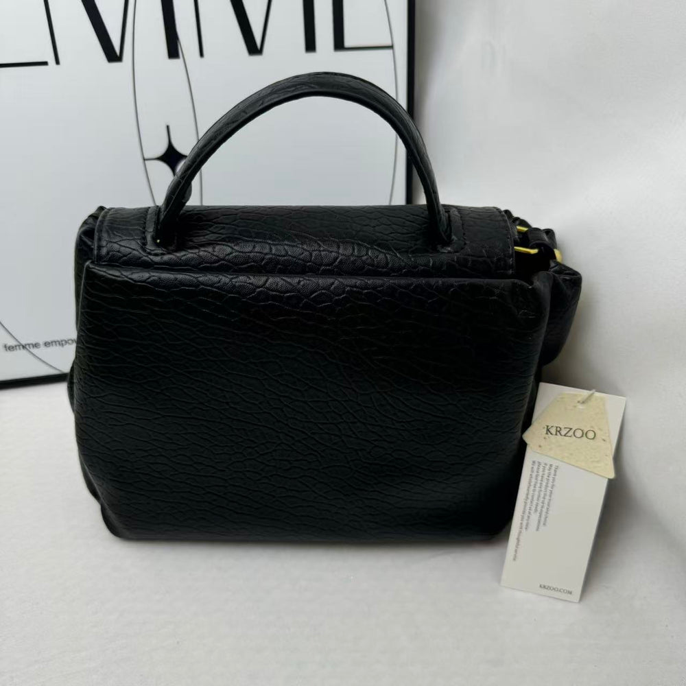 Large Black Leather Tote Bag PinTow