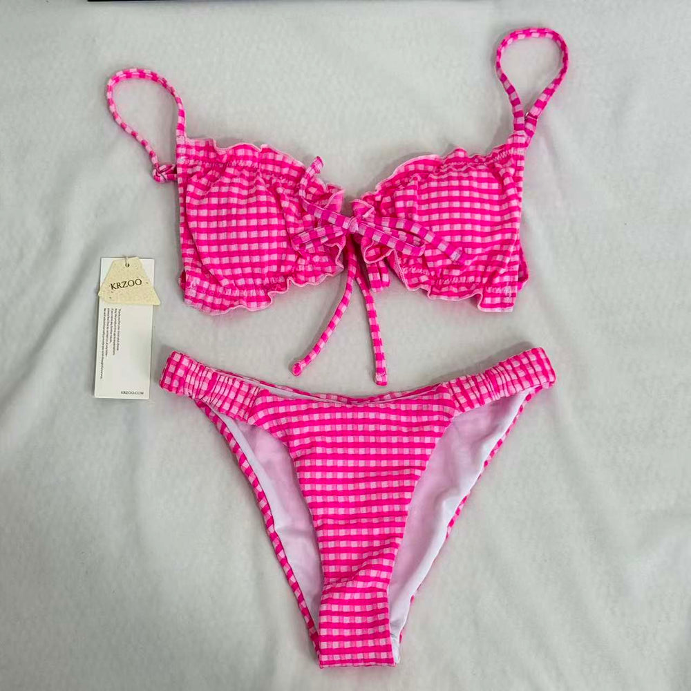 Belted Triangle Bikini Swimsuit Set PinTow