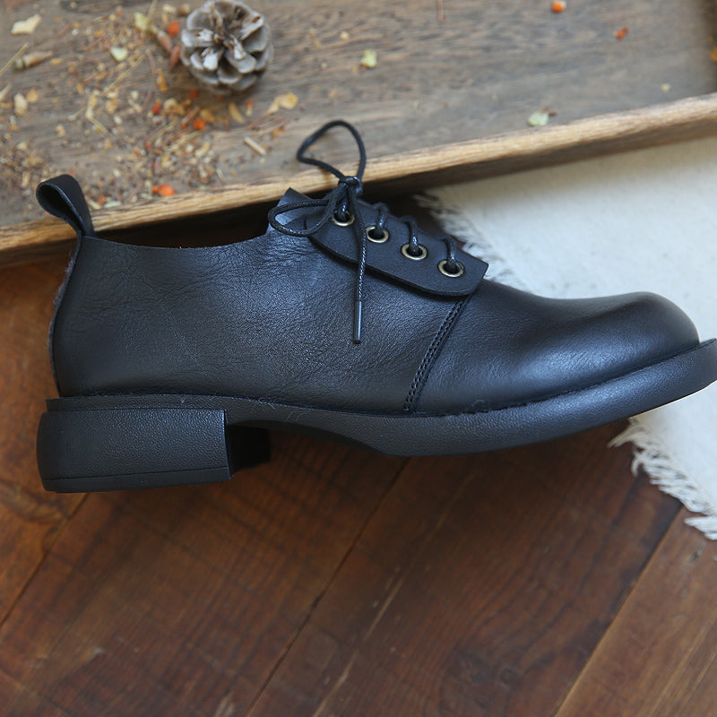 Women Retro Cowhide Leather Casual Shoes Newgew Shoes