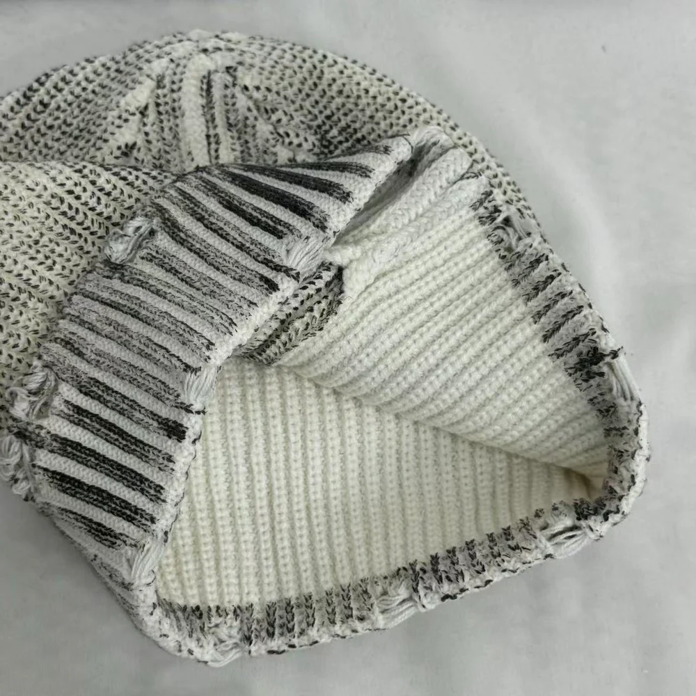 Distressed Ripped Knit Hat PinTow
