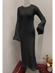Bell-Sleeve Knit Long Dress Newgew Dresses